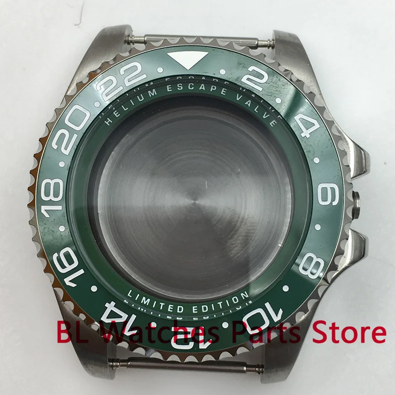 

BL Silver43mm NH34 Watch Case Green Insert Sapphire Glass Fit NH35 NH36 ETA2824 2836 Miyota8205 8215 DG2813 3804 PT5000 Movement