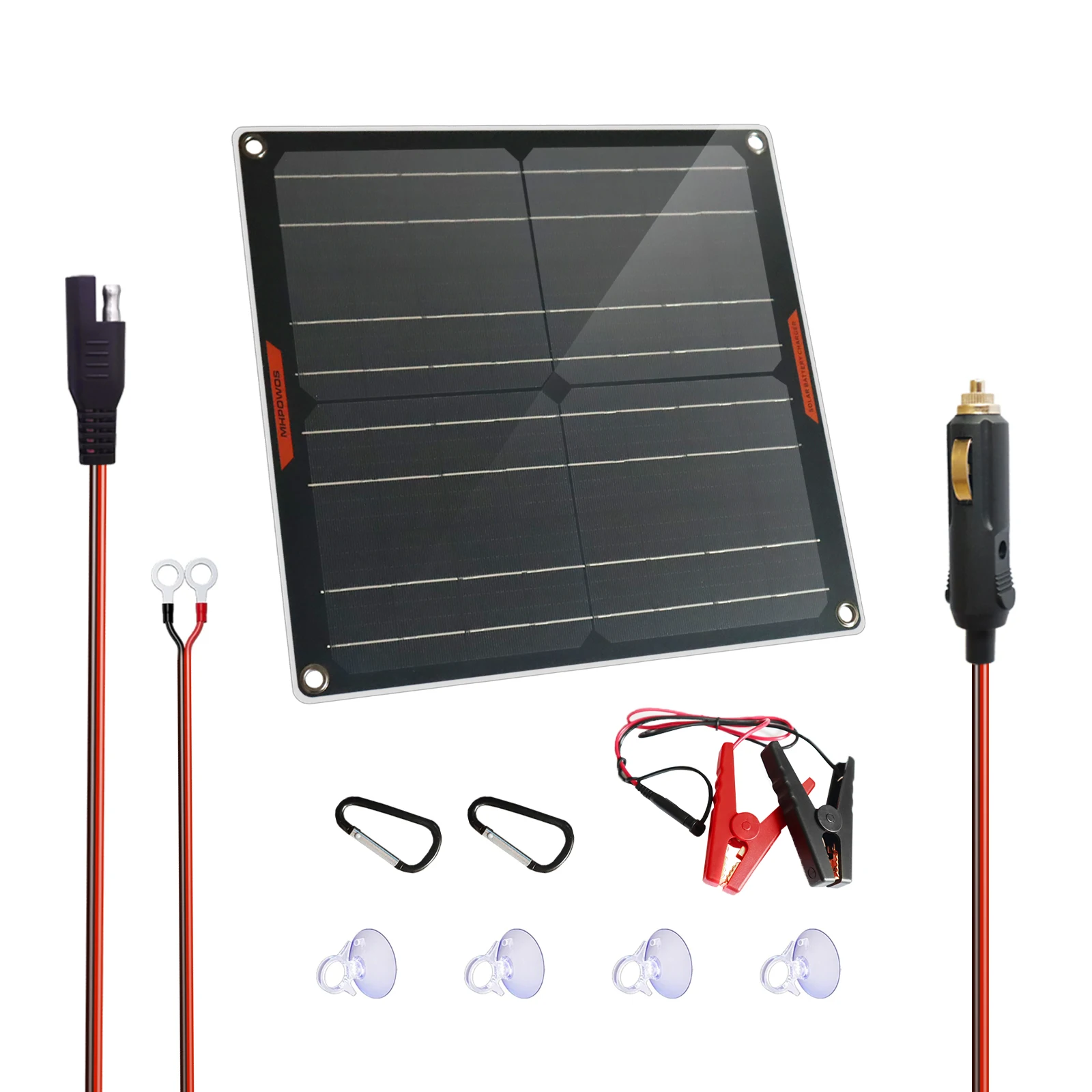 

MHPOWOS Monocrystalline Solar Battery Trickle Charger Maintainer 12V Solar Panel Kit for Car RV Boat Motorcycle LifePO4 Battery