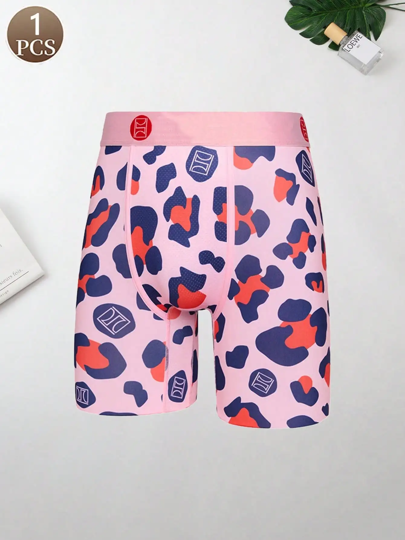 1PCS Fashion printed casual and comfortable basic Men's mid waist seamless sexy leopard print extended panties