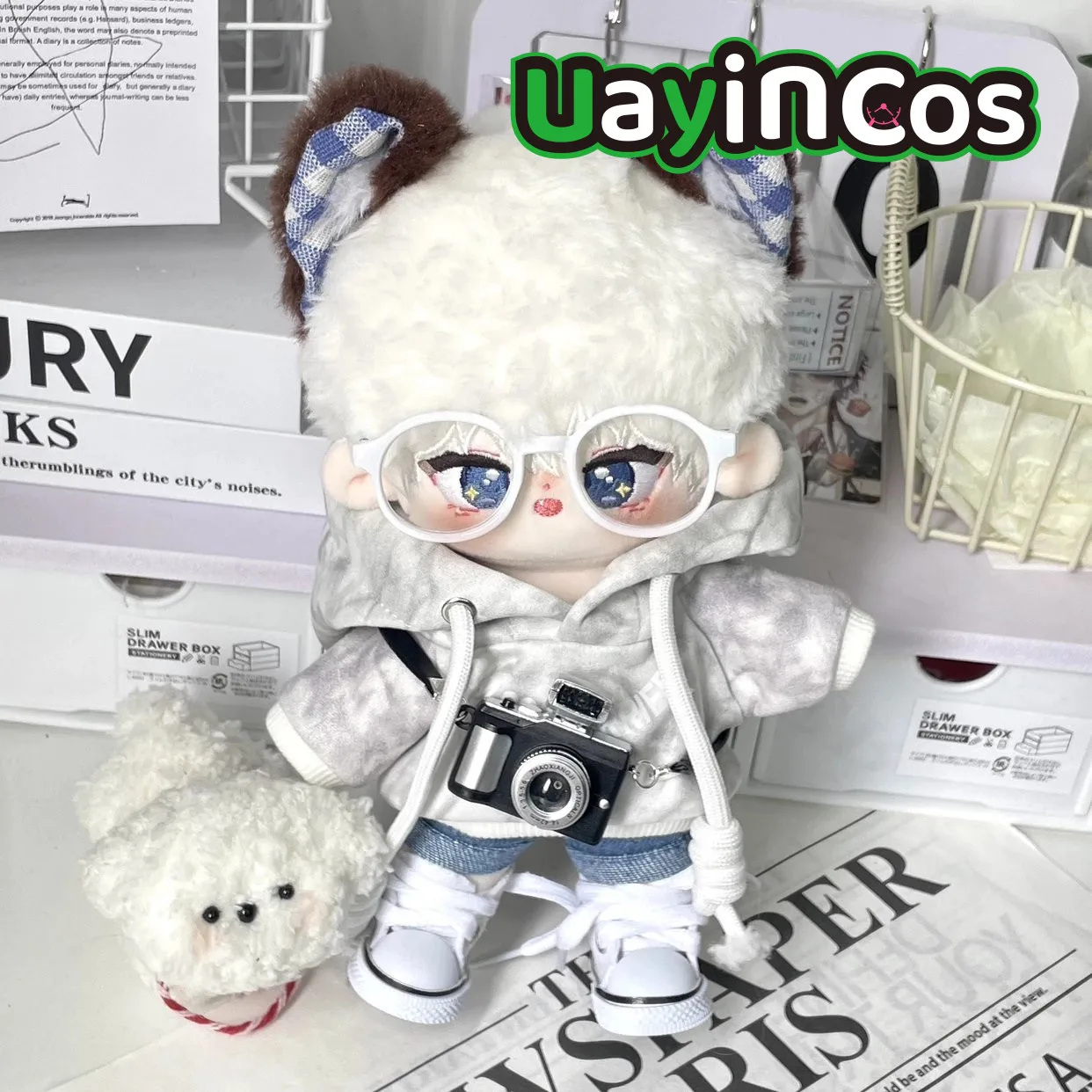 

20cm Doll Clothes Hoodie Shoe Camera Pants Cool Guy Fashion Suit Stuffed Plushies Plush Doll Accessories Anime Toy For Kids Gift
