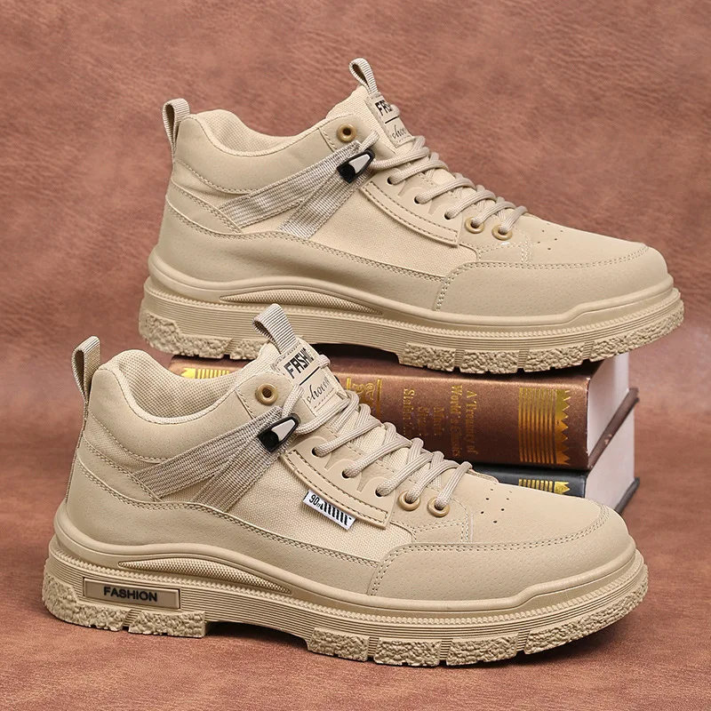 

Men's Autumn Work Shoes Casual Sports Work Waterproof Thick Sole Wear-resistant High-top Fleece-lined Boots