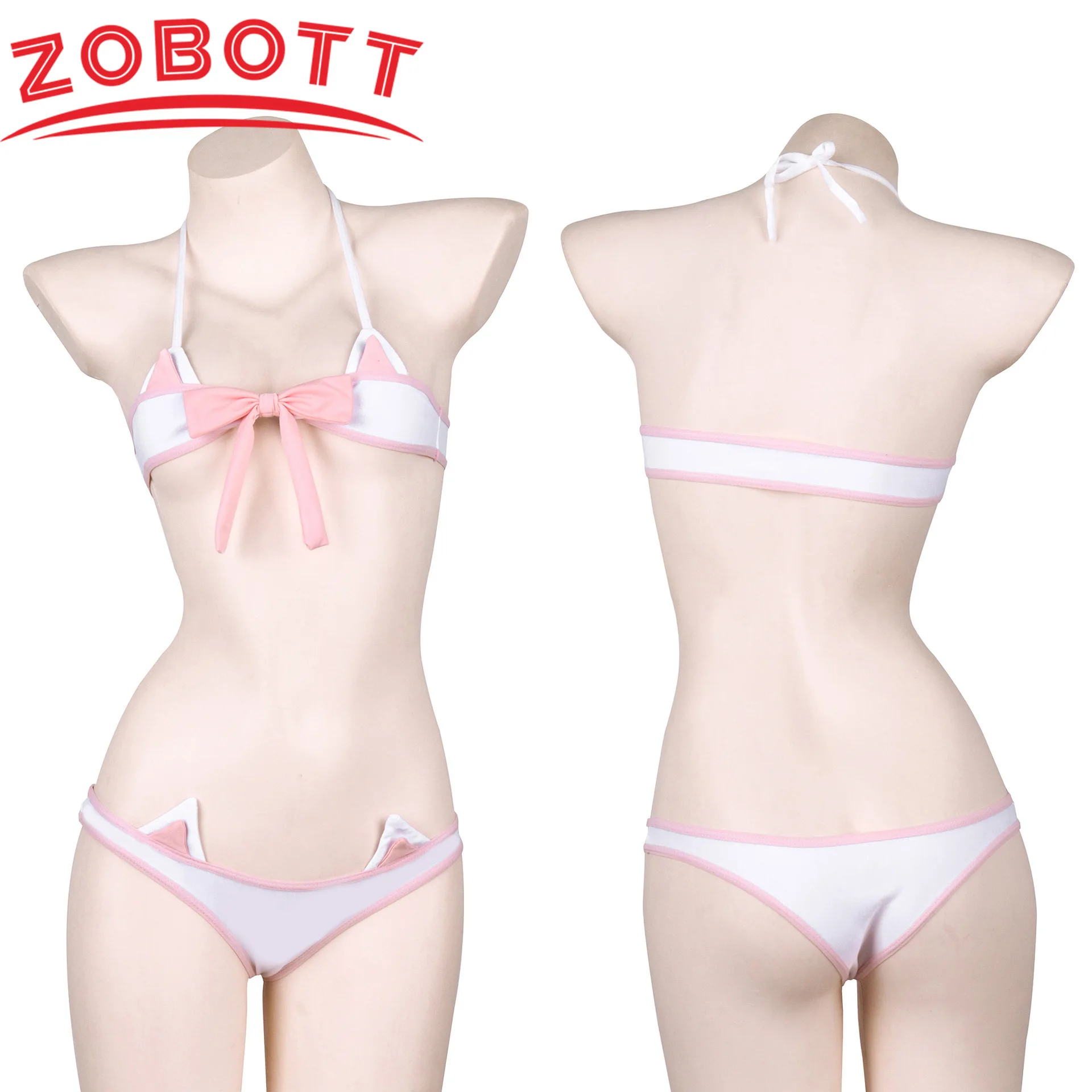 Hot Toys Summer Beach Anime Lolita Girl Cute Cat Pink Bikini Swimstuit Swimwear Unifrom Women Lingerie Outfits Costumes Cosplay