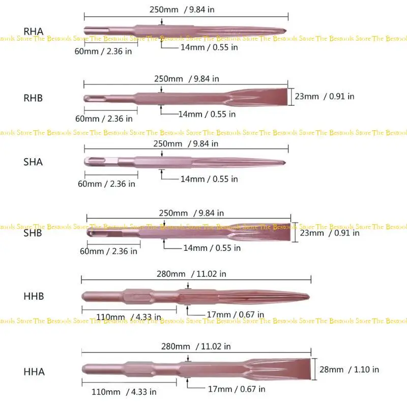 12pf marteau électrique Pick forage électrique Bits Conical Gouges pour pelleter les accessoires roche
