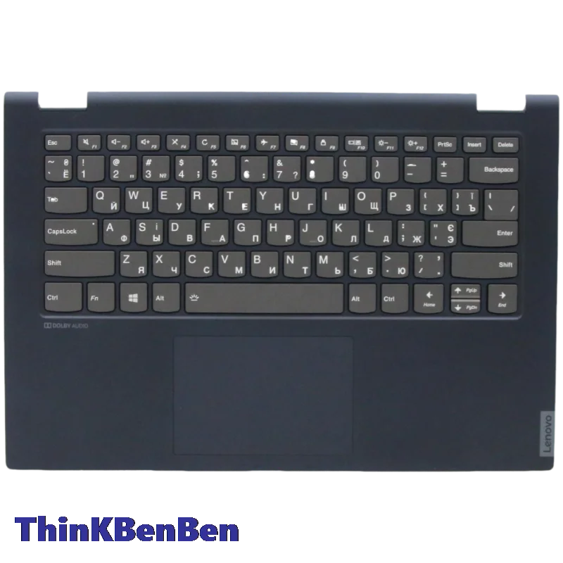 UKR Ukrainian Backlit Keyboard With Blue PL Upper Case Palmrest Shell Cover For Lenovo C340 Flex 14 IAP IWL IML  5CB0U42298