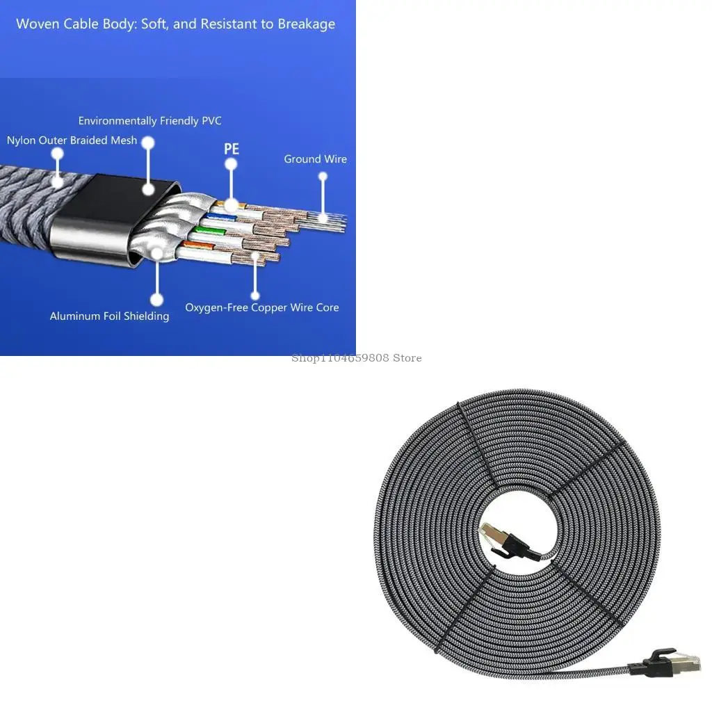 

Плоский плетеный кабель Cat8, 40 Гбит/с, МГц, совместимые маршрутизаторы, телевизоры, консоли, шнур