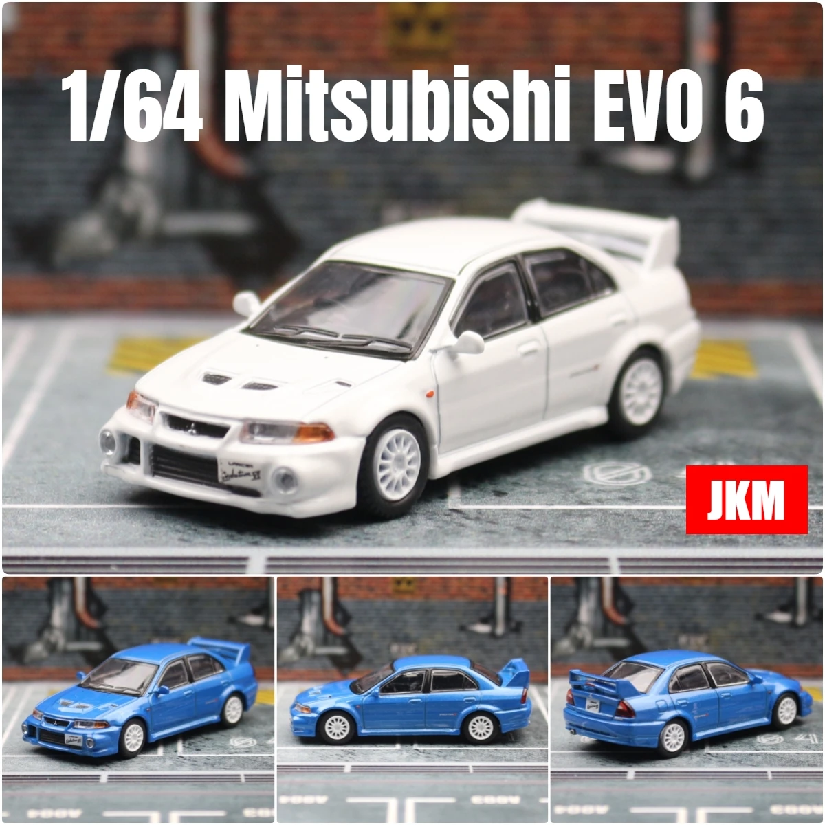 1/64 Mitsubishi Evolution EVO 6 VI Miniature Model JKM 1:64 Premium Toy Car Vehicle Free Wheels Diecast Alloy Collection Gift