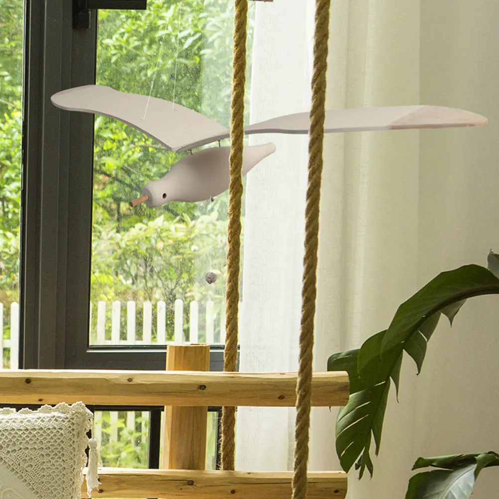 

Wood Bird Hanging Decor White Wood Craft Wall Ornament Bedroom Nursery Kids Room Home Decoration Wind Chime Pendant