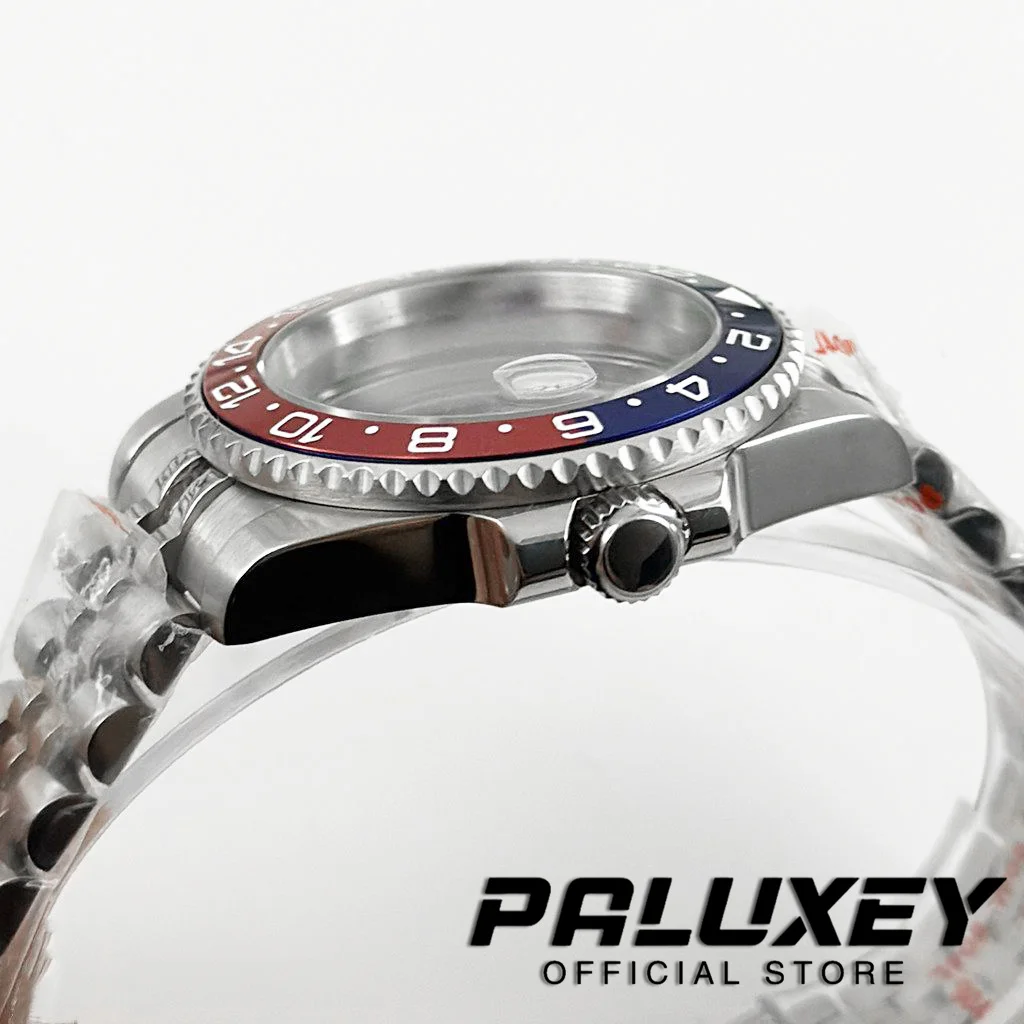 NH35 40 مللي متر غواص مقاوم للماء GMT فحم الكوك الحافة ل NH34 NH35 NH36 NH38 ETA2824 حركة الياقوت ساعة زجاجية حافظة الإنزلاق قفل المشبك