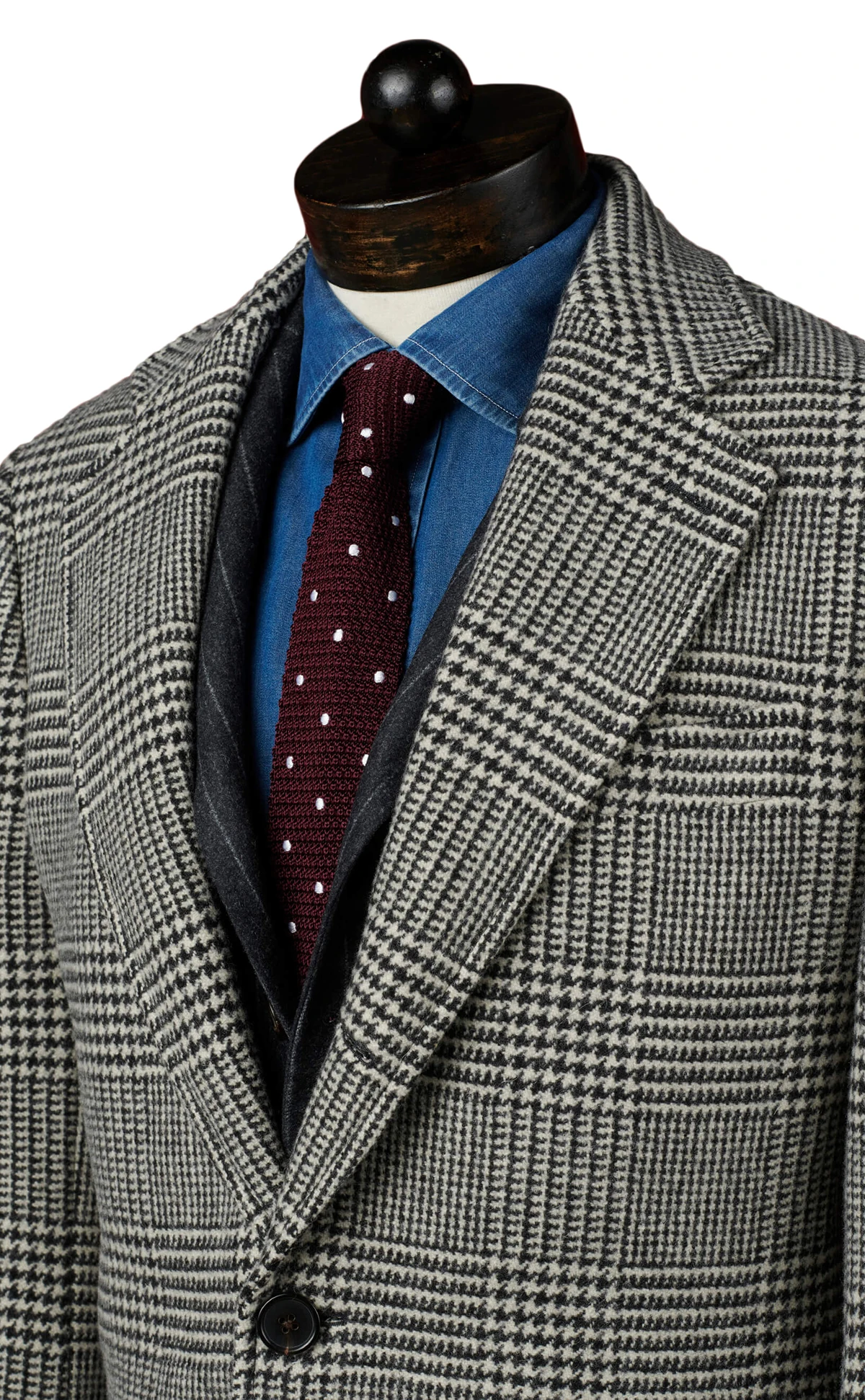 Casaco comprido masculino único Breasted Slim Fit Houndstooth, casaco clássico de inverno, casaco de escritório de negócios, blazer personalizado, apenas