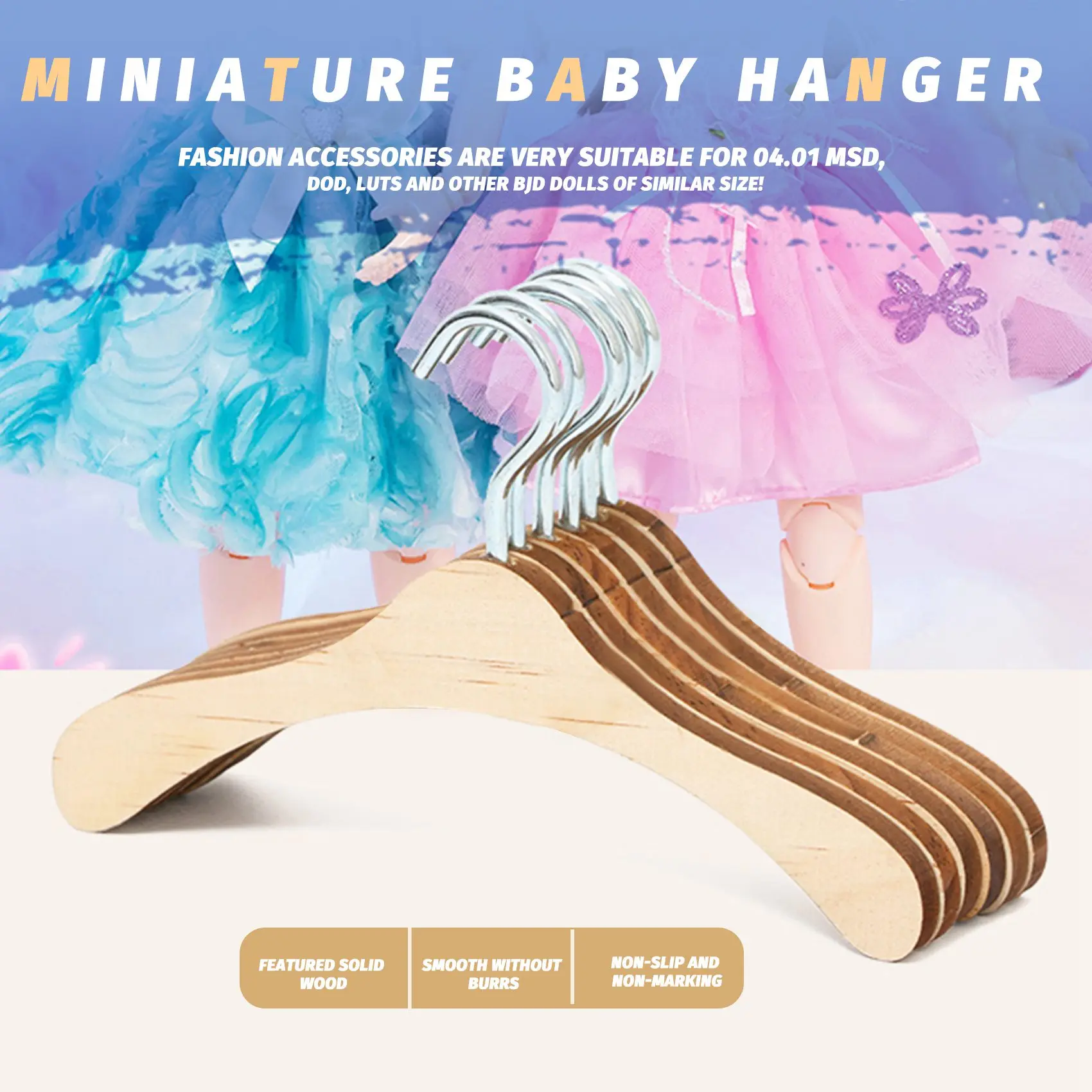 شماعات خشبية للدمى bjd ، 10 من شماعات