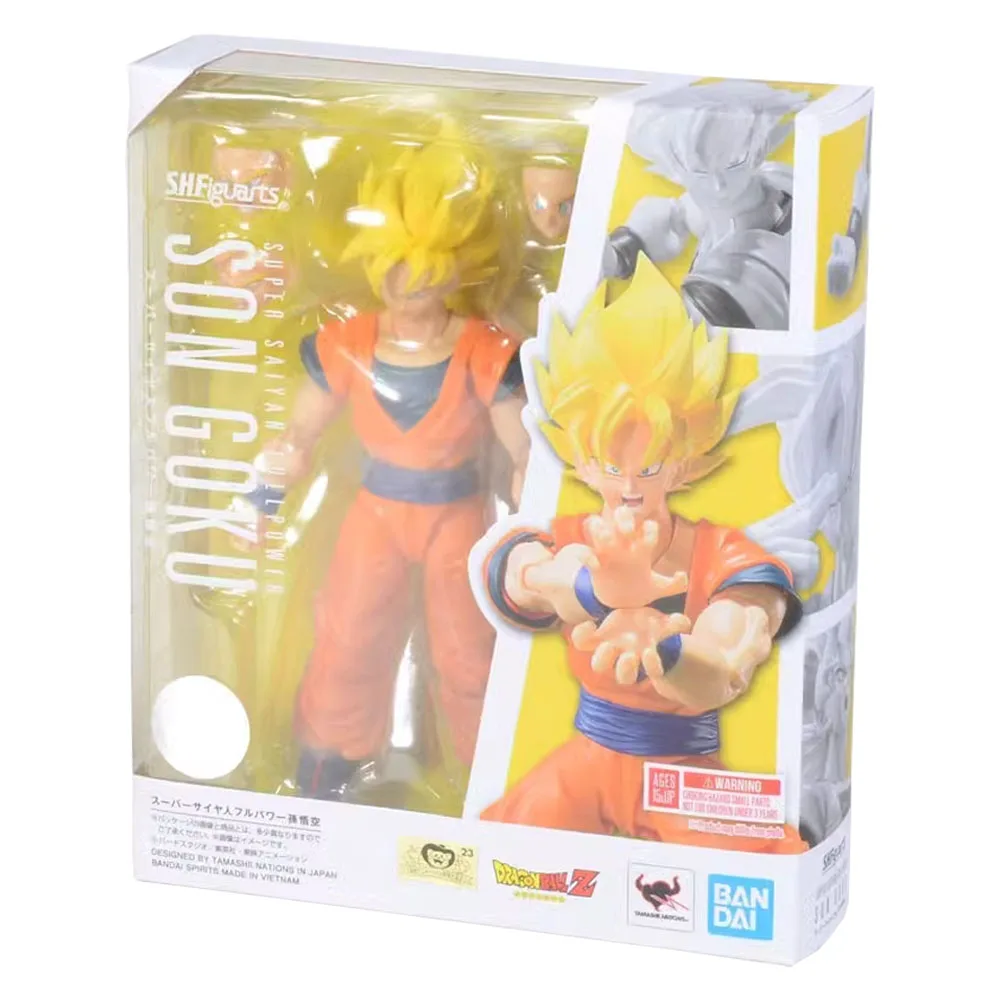 Bandai Genuine Original Dragon Ball Z Model Kit Anime Figures SHF Son Goku Super Saiyan Fullpower Collection Action Figure Toys