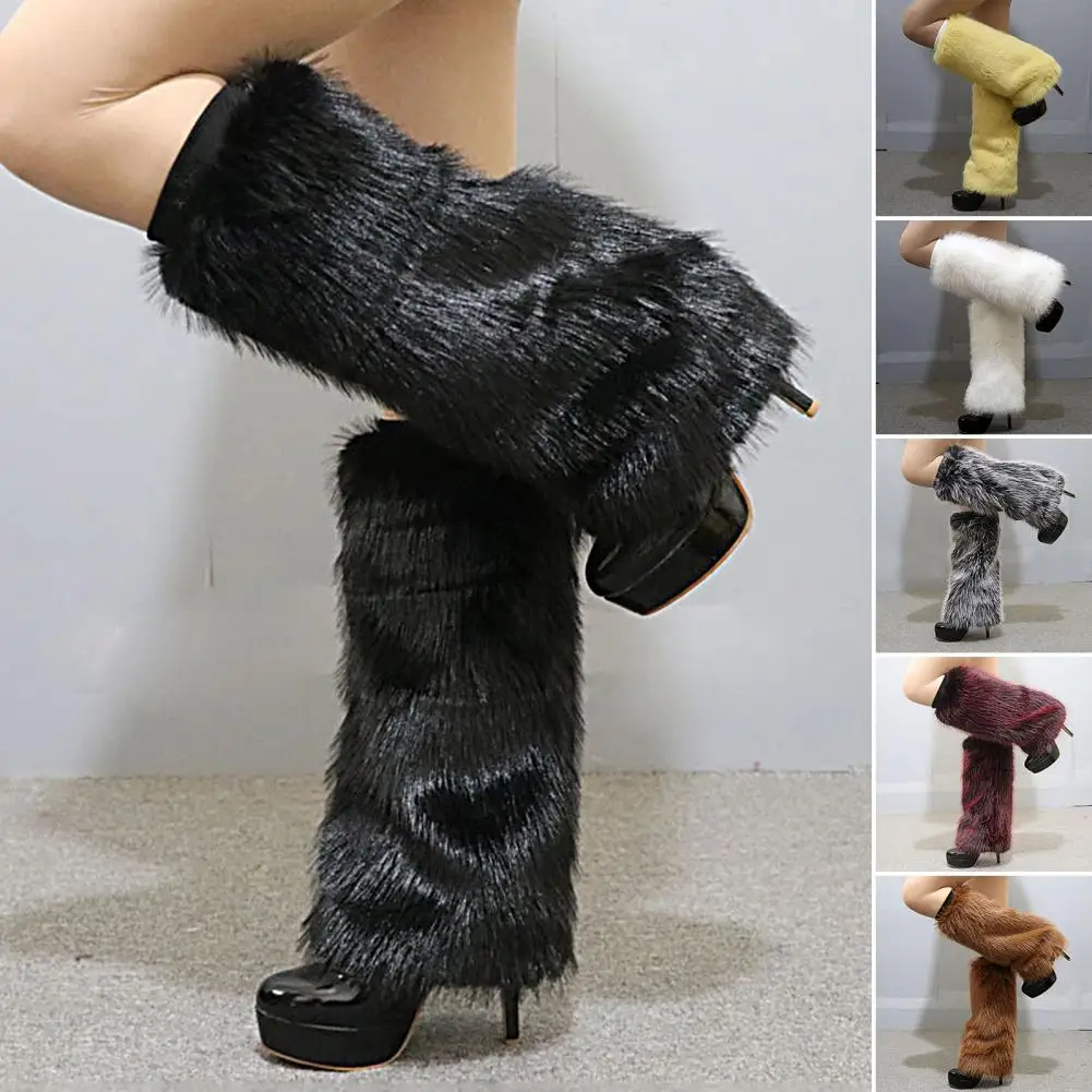 Women Faux Fur Leg Warmers Women Fall Leggings Jk Boots Stocking Girls Lolita Punk Boot Cover Harajuku Fur Foot Warming Cover