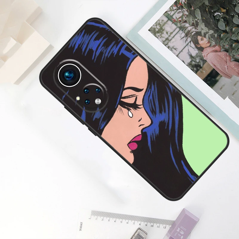 Crying Comic Girl For Huawei Honor 50 X9 X8 X7 Magic4 Pro P50 P20 P40 P30 Lite P Smart Z 2021 Nova 5T Case