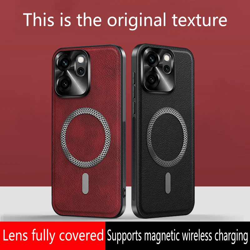 

For Oppo Reno 14F 14 F Case Magnetic Elegant Leather Wear-Resistant Lens Fully Covered Non-Slip Grip Edge Cover Shell