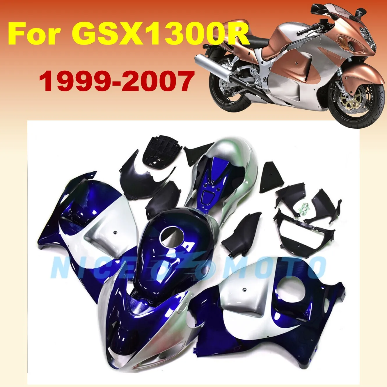 Full Fit for GSX1300R 1999 - 2007 Hayabusa Gen1 Motorcycle Fairing Kit ABS Plastic Injection Blue Grey Bodywork gsxr1300 99-07