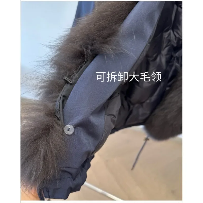 Women's Winter White Duck Down Motorcycle Style, and Down Jacket Exude An Elegant Charm. The New Fox Fur Collar Suit, Fur Coat,