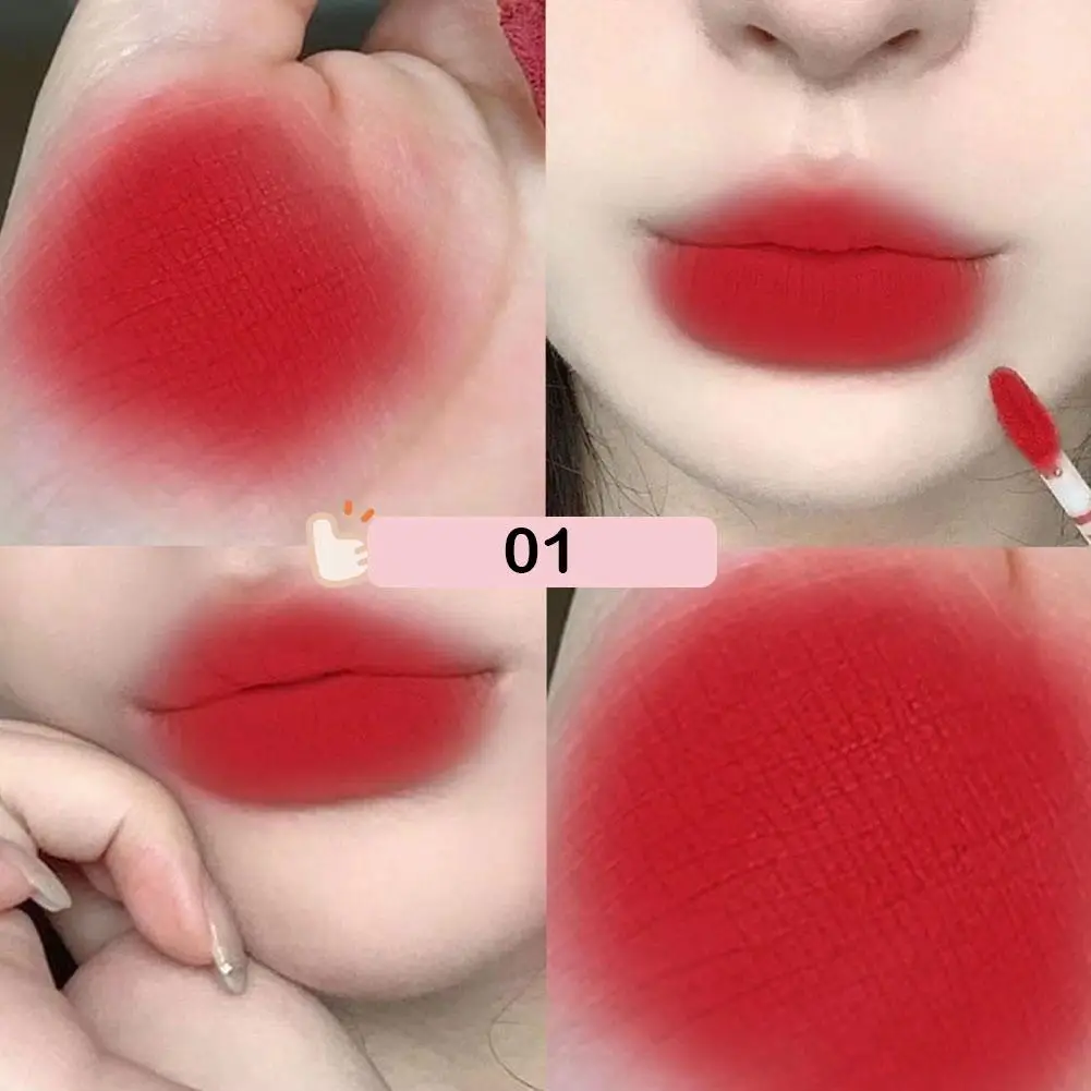 Impermeável Matte Lip Gloss Set, duradouro, vermelho nu, sexy, veludo, batom líquido bonito, copo não pegajoso, maquiagem, cosméticos, 6pcs