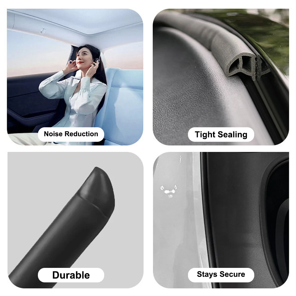 For Tesla Model Y L 2025+ Door Seal Strip Kit Soundproof Rubber Weather Strip Sunroof Seal B-Pillar Sealing Wind Noise Reduction view 6
