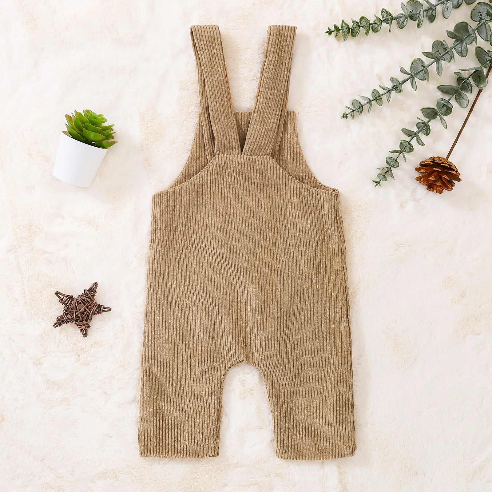 Toddler Boys Girls Sling Jumpsuit Corduroy Warm Overalls Spring Autumn Solid Color Sleeveless Suspender Fashion Pants 0-5Years