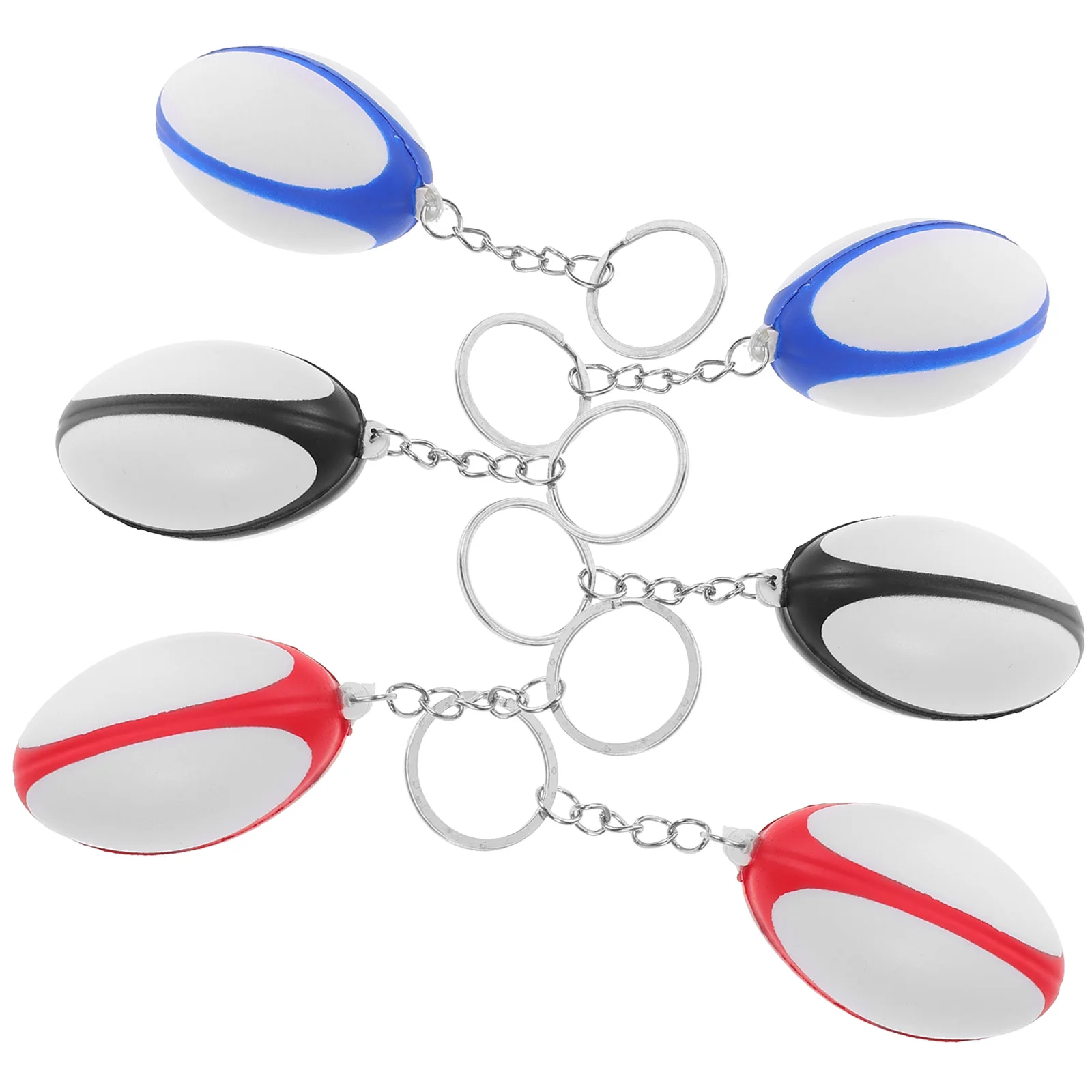 

6Pcs Pu Rugby Football Keychains Lightweight English Design Sports Bag Hanging Pendant