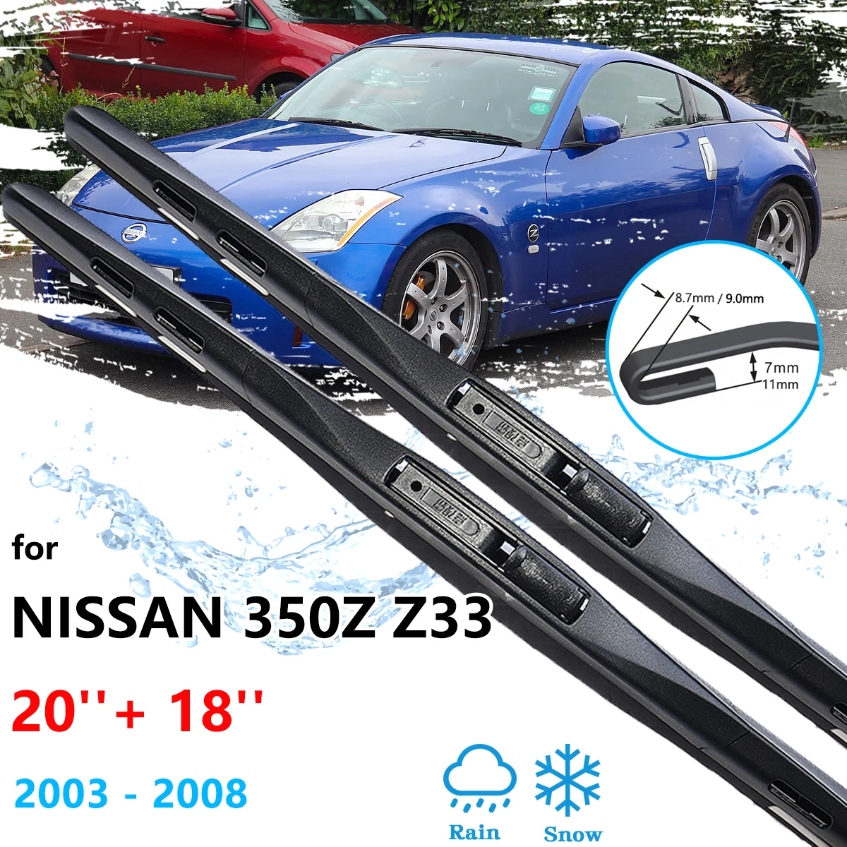 For Nissan 350Z Z33 Fairlady Z 2003~2008 Window Windscreen Windshield Cleaning Front Wiper Blades Brushes U J Hook Accessories