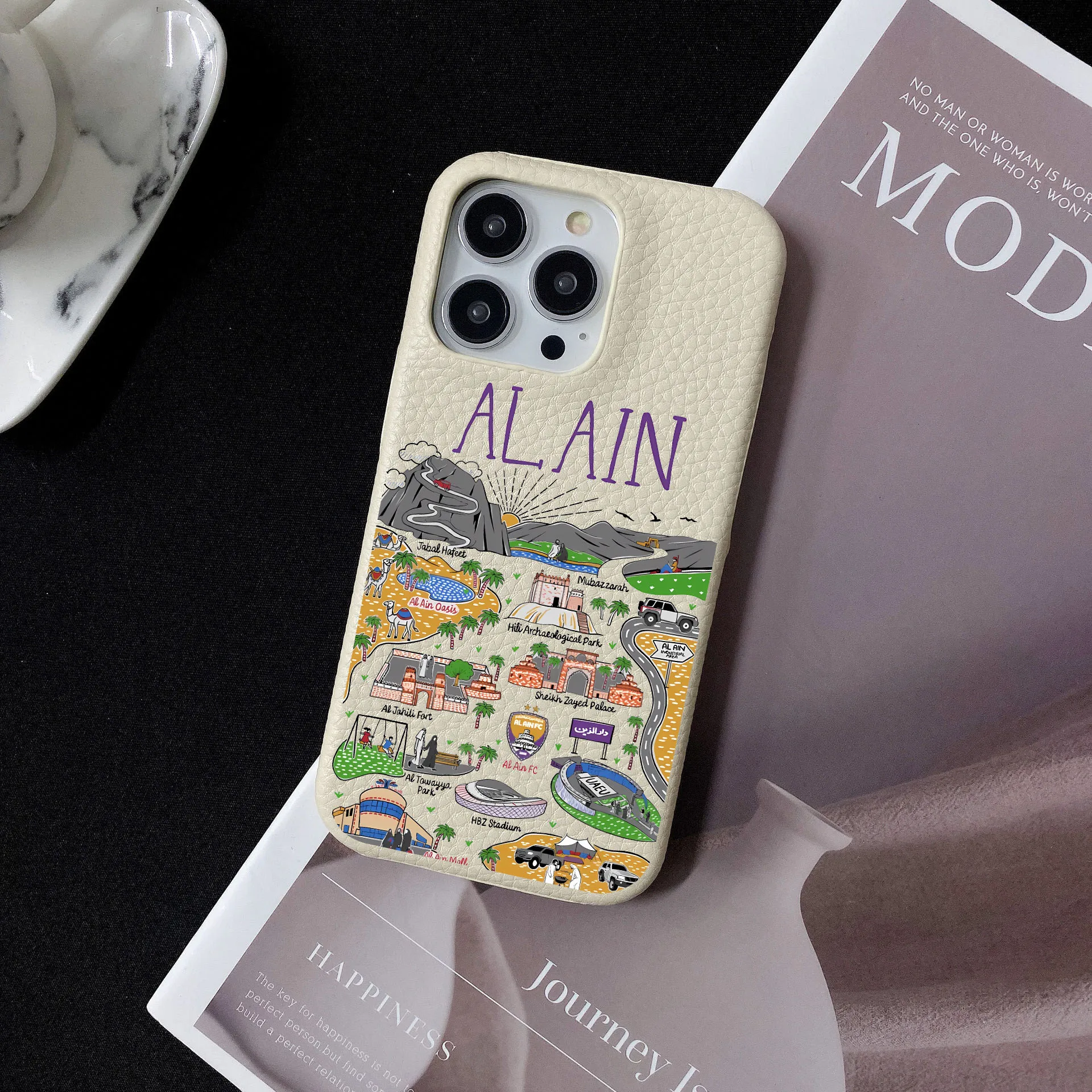 AL AIN Personalized Customized Letter Leather Case For Iphone 15 16 pro max 14 13 Pro Max 12 Mini 11 kafr letters Luxury Covers