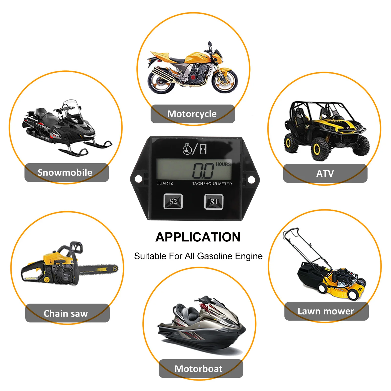 

1Pcs Motorcycle Digital Tachometer Inductive Hour Meter Engine Motor Accessory Motorbike Vibration Timer Hour Accumulator