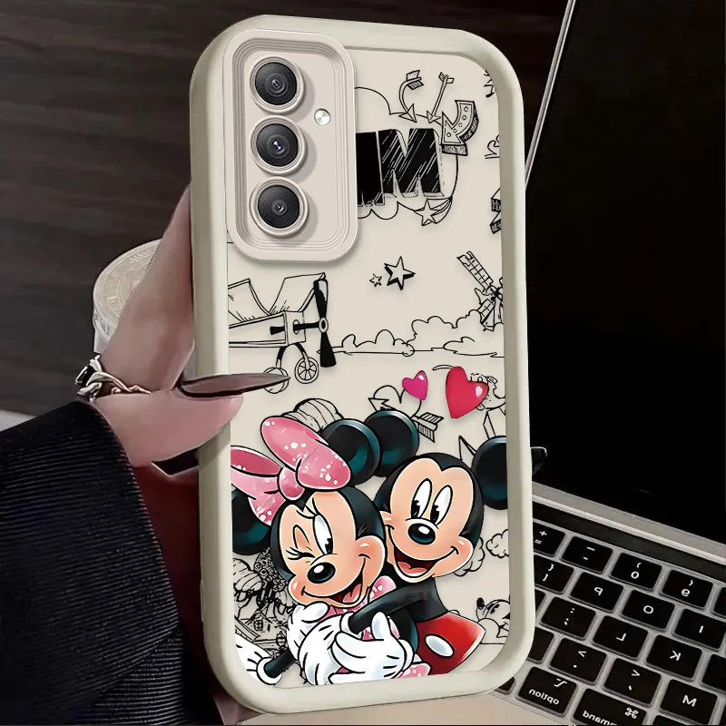 Disney Mickey Minnie Mouse Silicone Phone Case for Samsung Galaxy S24 Ultra S23 FE S22 S21 Plus FE A54 A34 A14 A73 A53 A33 5G