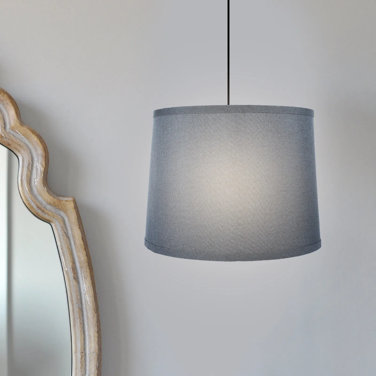 

Linen Round Table Lamp Shade Iron Frame Household Lampshade Replacement Fabric Cover for Bedroom Living Room Study