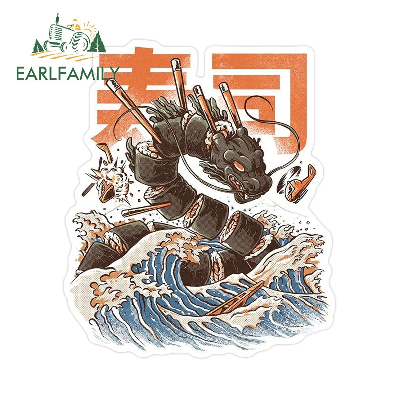 

EARLFAMILY Japanese Dragon Car Stickers Campervan Computer Scratch-Proof Vinyl Decal Reflective Waterproof Motorcycle Graffiti