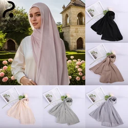 Purple Shimmer Shawl Silk Hijab Elegant Womens Muslim Breathable Turban Ladies Long Headscarves Headwraps Gift Wholesale RIMAIRE