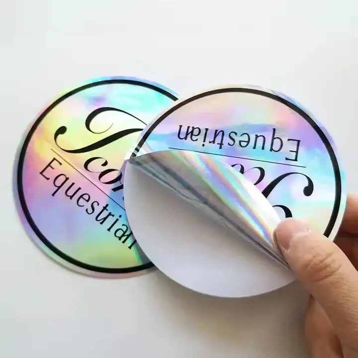 Custom Self Adhesive Stickers Paper Waterproof Logo Customized Color PVC Clear Transparent Reflection Rainbow Holographic Label