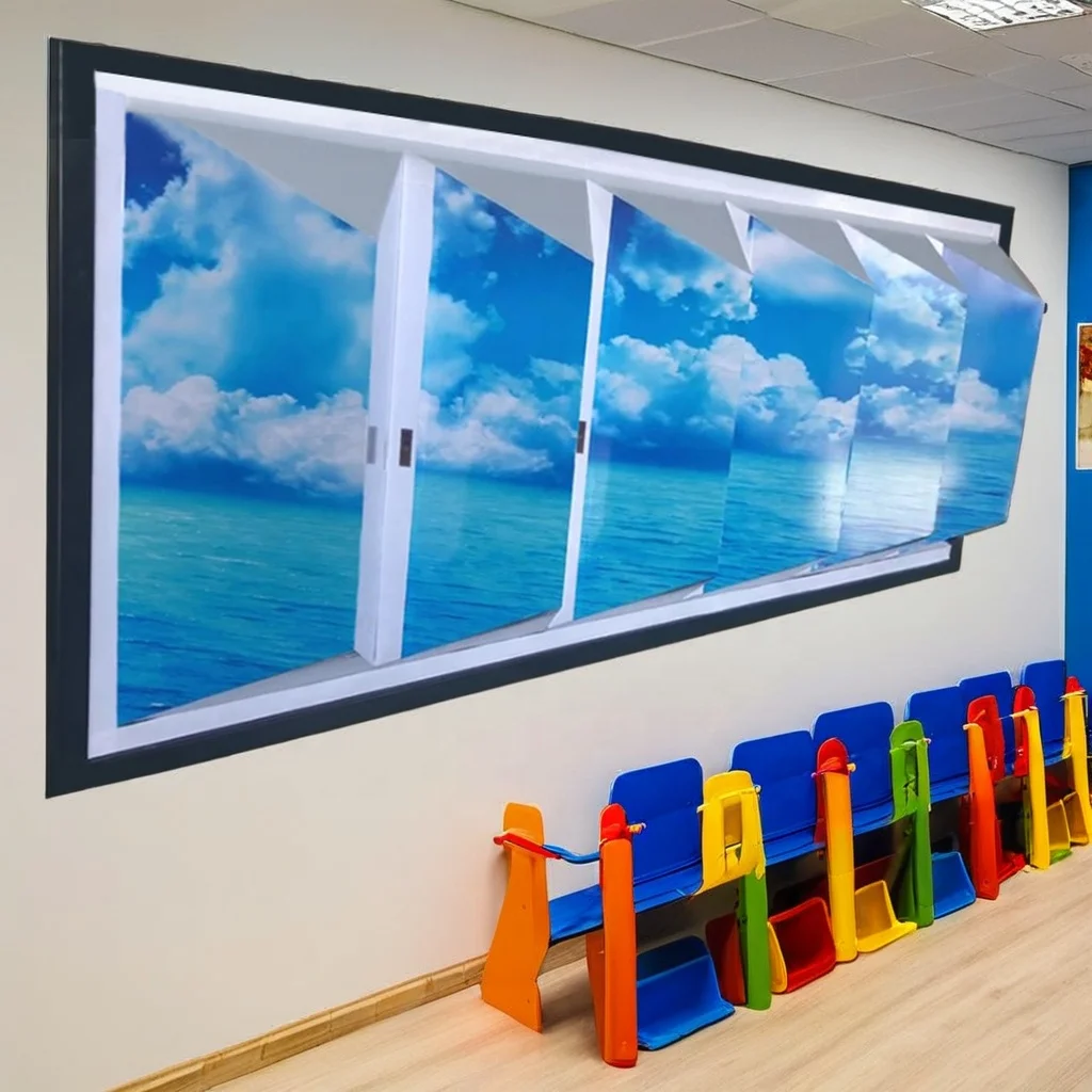 الوهم البصري يفتح الباب إلى البحر، لوحة ثلاثية الأبعاد ثلاثية الأبعاد للجدران، عرض علمي، ألعاب علمية، ألعاب تفاعلية #1