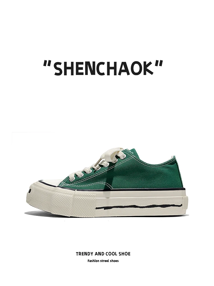 

American Retro Canvas Sneakers Men's Trendy een Thi Bot Heightening Versatile Sports Casual oes Board oes