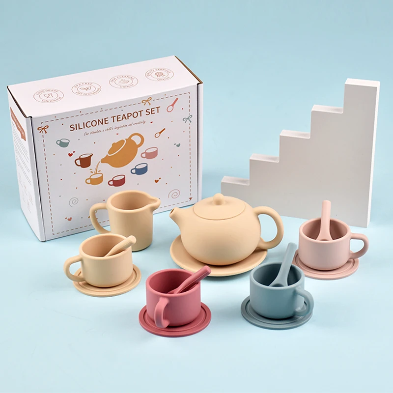 silicone-baby-feeding-set-teapot-toy-with-suction-cup-plates-fork-spoon-bpa-free-food-grade-dishwasher-safe-toddler-tableware