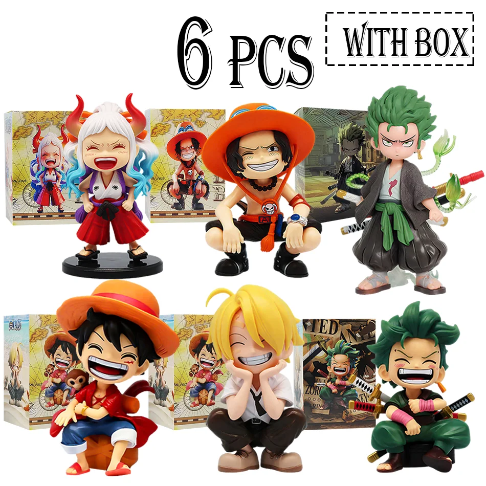 One Piece anime characters Luffy Zoro and Sanji desktop car decorations PVC models Halloween Christmas and birthday gifts