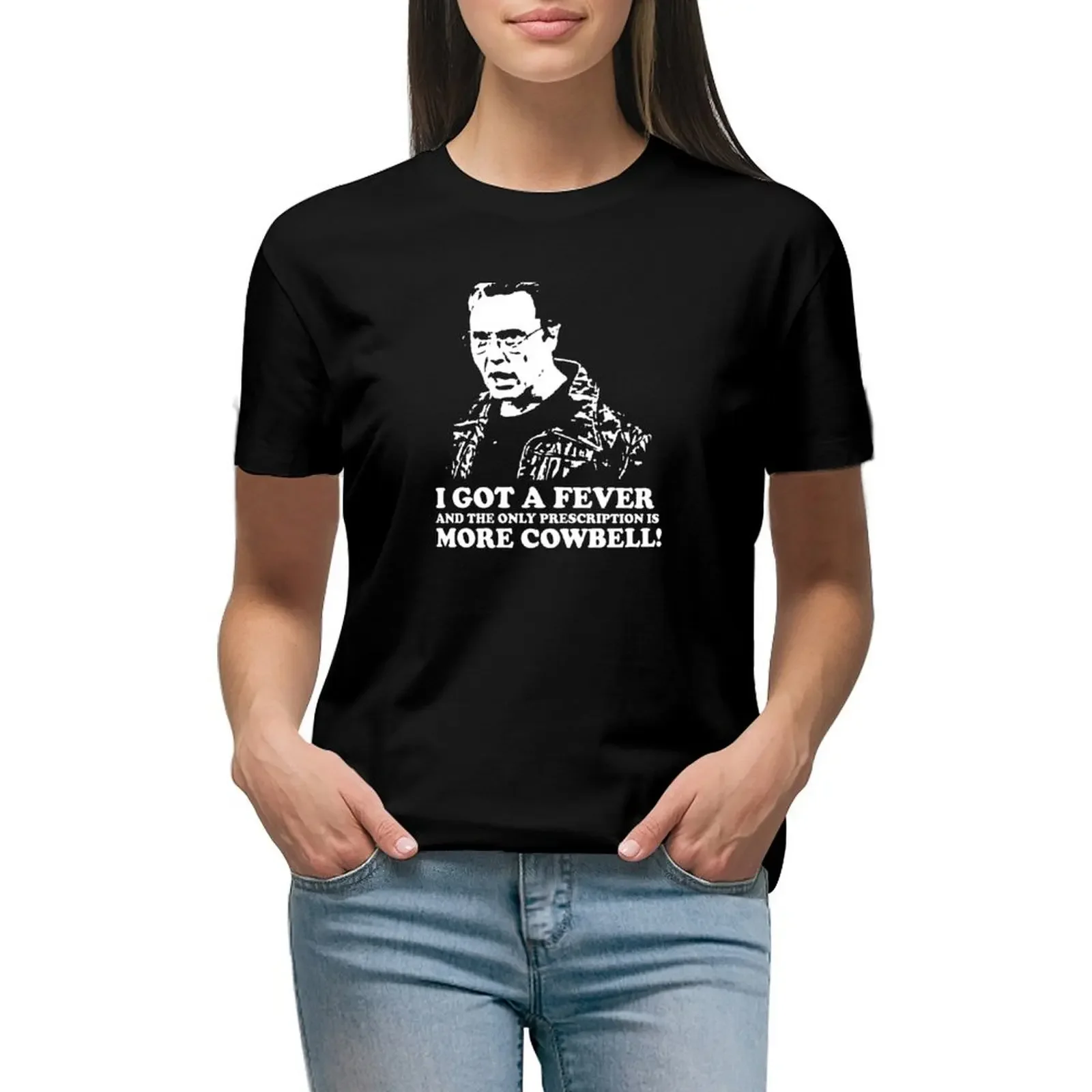 

More Cowbell T-Shirt shirts graphic tees sports fans workout shirts for Women loose fit