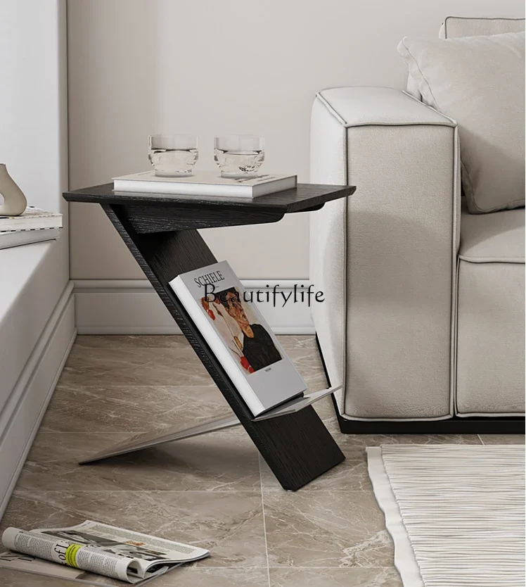 LD6Nordic Style Light Luxury Minimalist Home Corner Table Design Storage Magazine Rack
