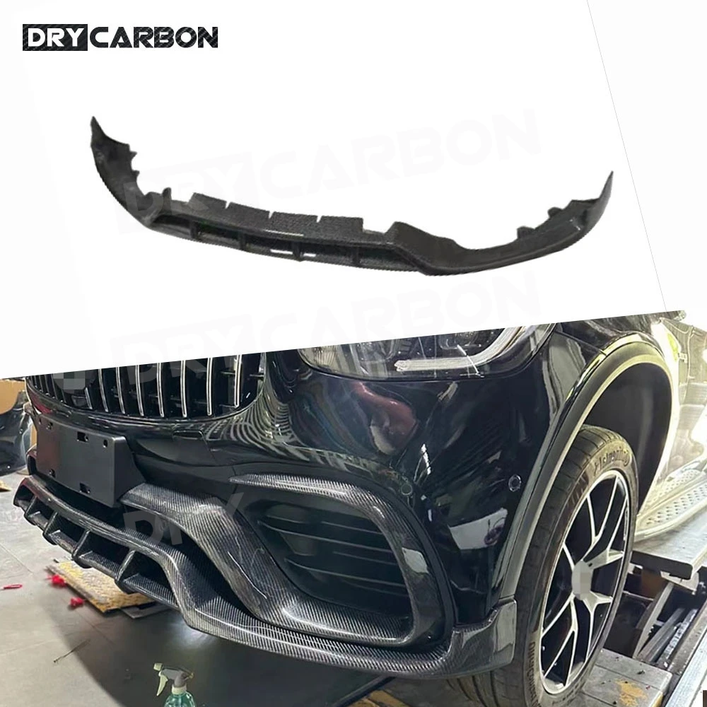 Dry Carbon Fiber Body Kits Front Bumper Lip Chin Spoiler for Benz GLC63 AMG SUV 2020-2022 FRP Front Bumper Lip Spoiler