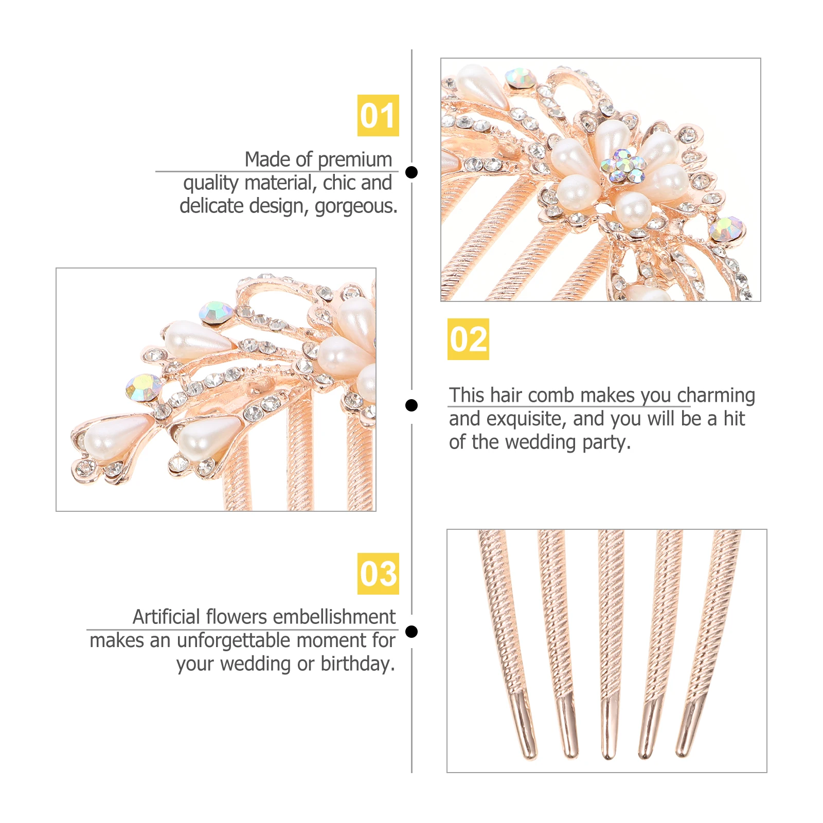 

2pcs Pearl Hair Combs Bridal Accessories Elegant Rhinestone Wedding Combs Bride Headdress Hair Clips Evening Proposal