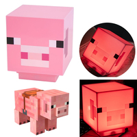 Game Minecraft Pig Cartoon Night Light Anime Peripherals Children Soundable Lamp Charging USB LED Desktop Decor Kids Toys Gifts