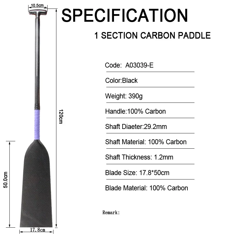 Hoja de eje de paleta de carbono de una sola sección, Kayak inflable extensible de 120cm, remo para barco de pesca, canoa, remo para barco dragón