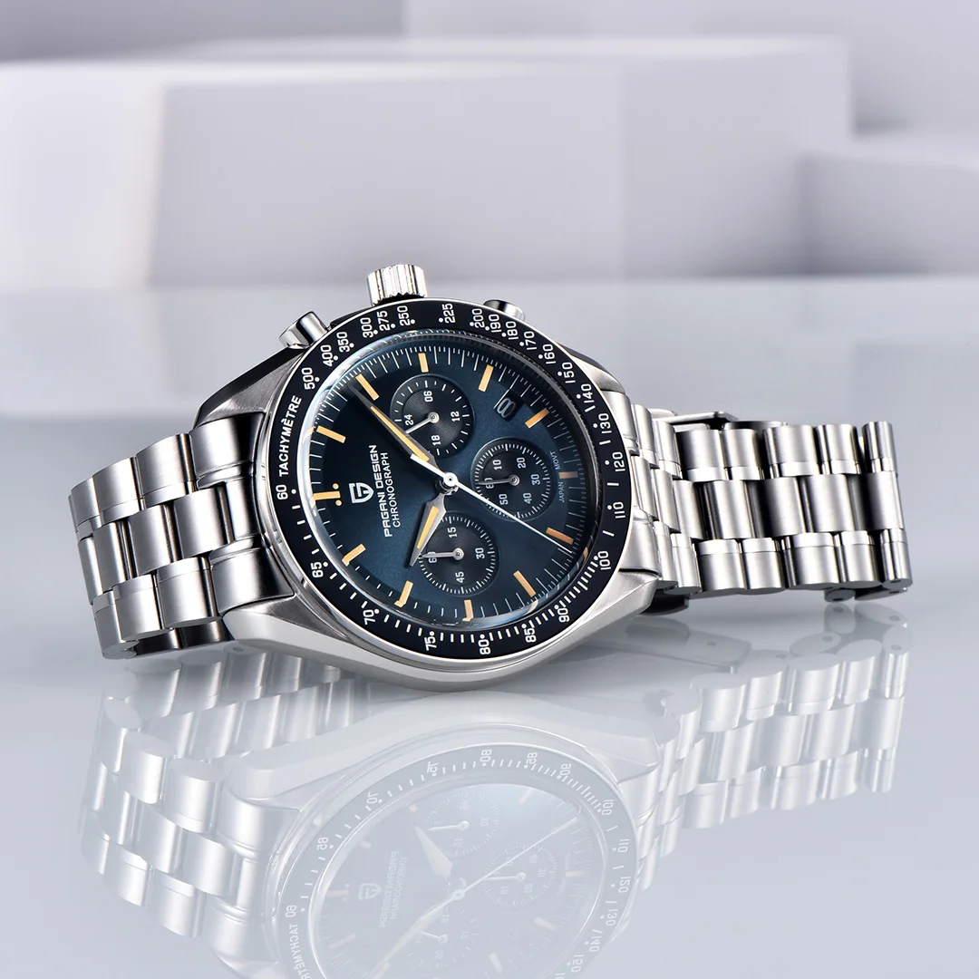 PAGANI DESIGN Watch Moon Retro Quartz Stainless Steel Luminous Sport Chronograph Man thumbnail 2