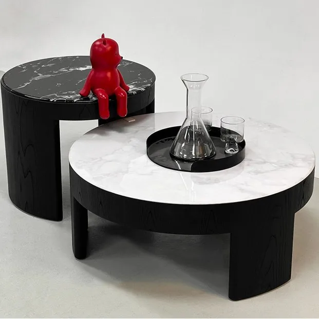 غرفة المعيشة شقة صغيرة حديثة حجر فائق البلورات حجم طاولة القهوة المستديرة الجانب عدد قليل من خزانة التلفزيون الأرضية