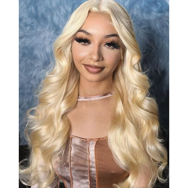 Blonde Long Curly Lace Front Wig Blonde Wavy Glueless Long Synthetic Wigs Soft