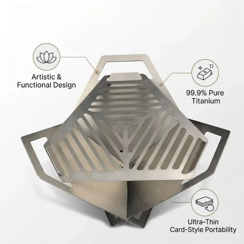 Luxury pure titanium triangular barbecue grill, healthy and environmentally friendly, ultra light, never rusting, reusable