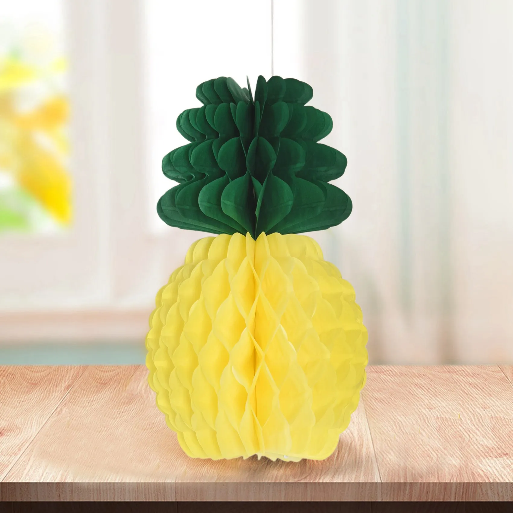 Centro de mesa de panal de piña, papel de seda de 8 pulgadas, suministros de fiesta, decoración colgante de mesa, Luau Hawaiano, 12 paquetes