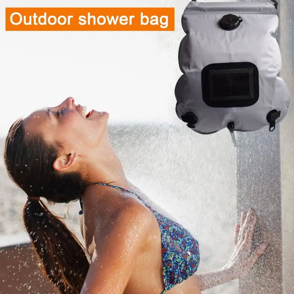 

20L Solar Heating Shower Bag Portable On-Off Switchable Removable Hose with Temperature Display Outdoor Camping Warm Shower Bag