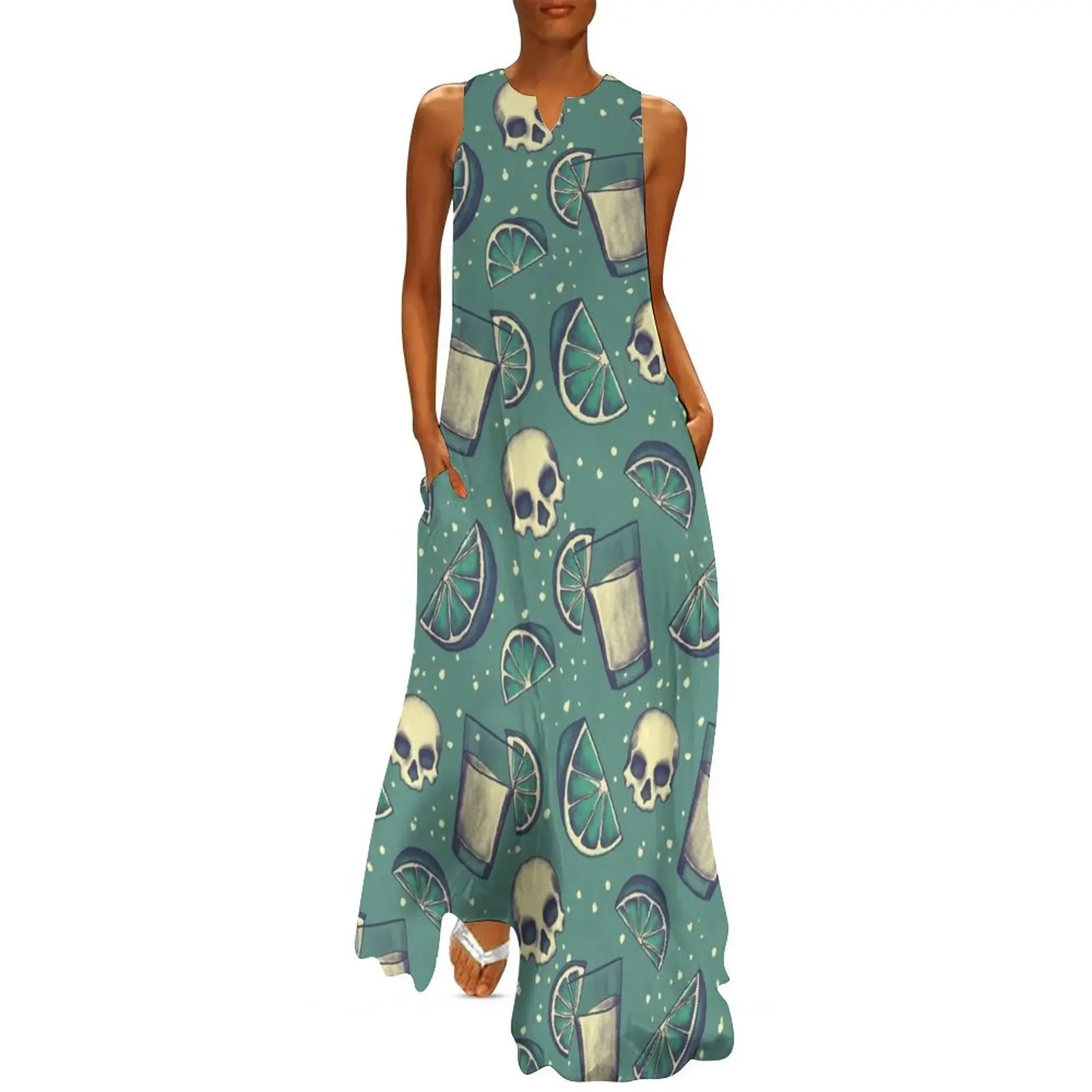 Tekillya! Tequila Skull Pattern Long Dress womens dress dress party evening elegant luxury celebrity