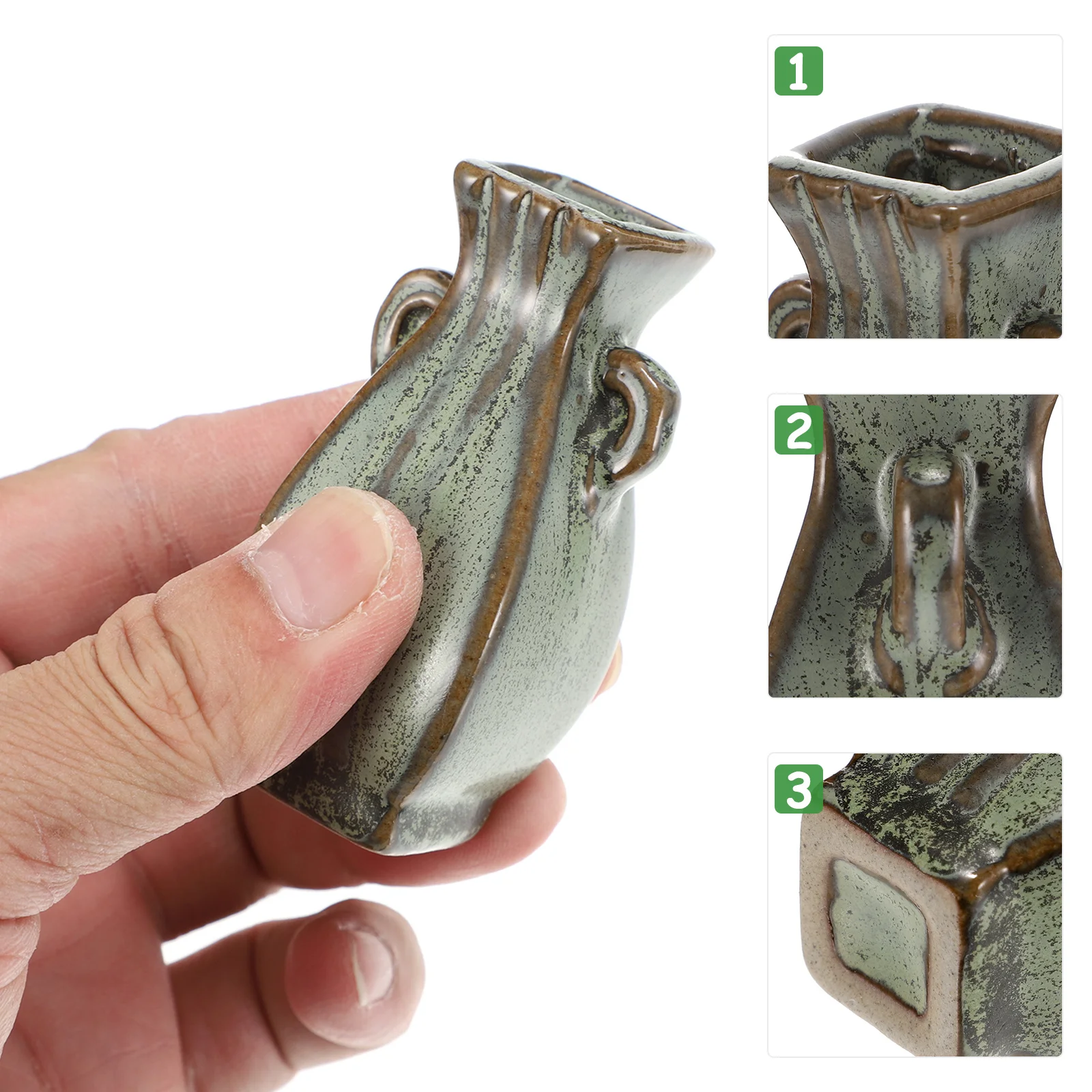 

2Pcs Ceramics Vase Miniature Decorative Desktop Flower Container Household Tabletop Vase Ornament for Tulips Roses Freesia